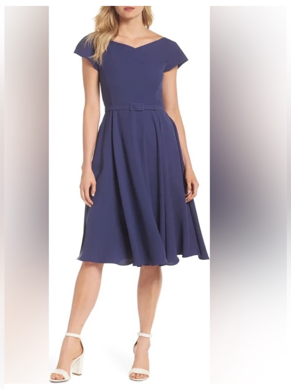 Gal Meets Glam Sally Fit & Flare
Belted Cap Sleeve Midi Lined Swing Dress
